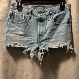 Light Blue Distressed Denim Women's Shorts